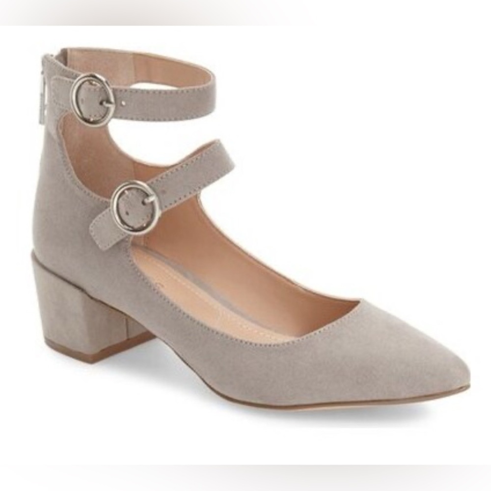 Charlies by Charles David Taupe Suede Double Strap 2” Heels